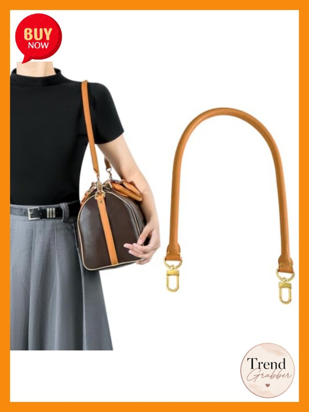 Vachetta Leather Shoulder Bag Strap Replacement Solid Brass Hardware 27.5in